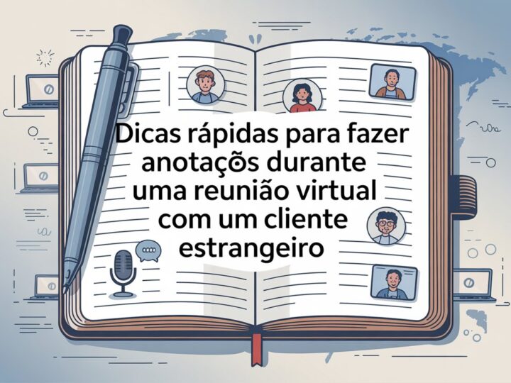 Dicas rápidas para fazer anotações durante uma reunião virtual com um cliente estrangeiro