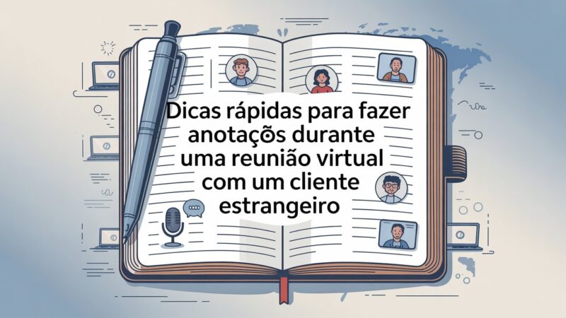 Dicas rápidas para fazer anotações durante uma reunião virtual com um cliente estrangeiro