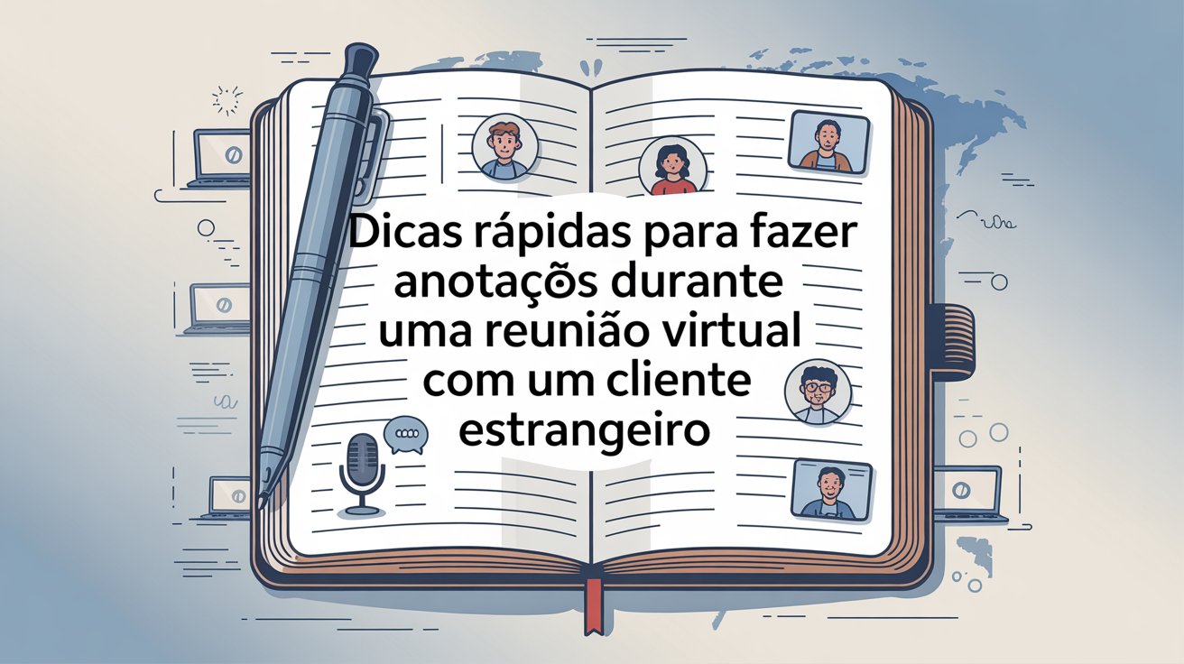 Dicas rápidas para fazer anotações durante uma reunião virtual com um cliente estrangeiro